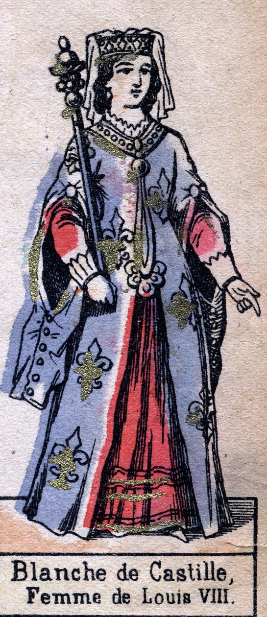 Portræt af Blanche de Castille (1188-1252), hustru til Louis VIII af Frankrig. (Kapetisk dynasti). Illustration slutningen af det 19. århundrede. af French School