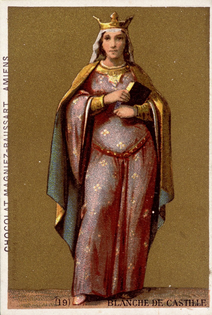 Portræt af Blanche de Castille, dronning af Frankrig (1188-1252). af French School