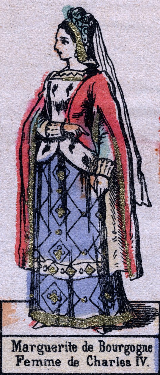 Portræt af Blanche af Bourgogne (ca. 1296-1326), kone til Charles IV af Frankrig. (Kapetisk dynasti). Illustration slutningen af det 19. århundrede. af French School