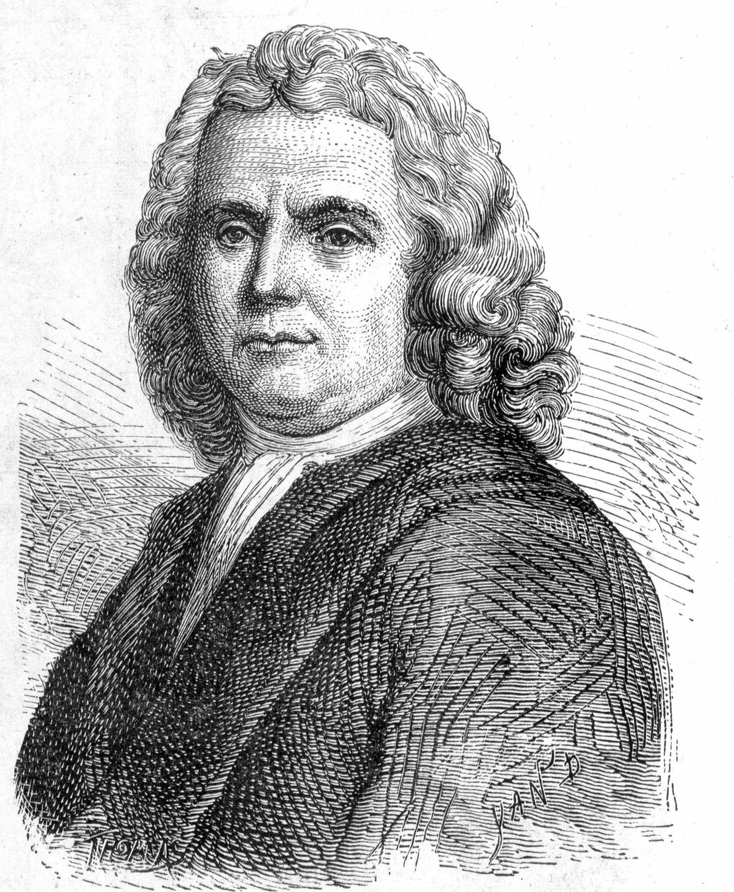 Portræt af Boerhaave Hermann (1668 - 1738), hollandsk læge og kemiker (tilhænger af iatromekanismen) - i "" Album of Science; berømte videnskabsmænd; Store opdagelser””” 1896. af French School
