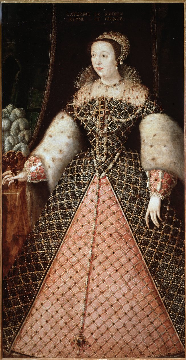 Portræt af Catherine de Medicis - Maleri af French School