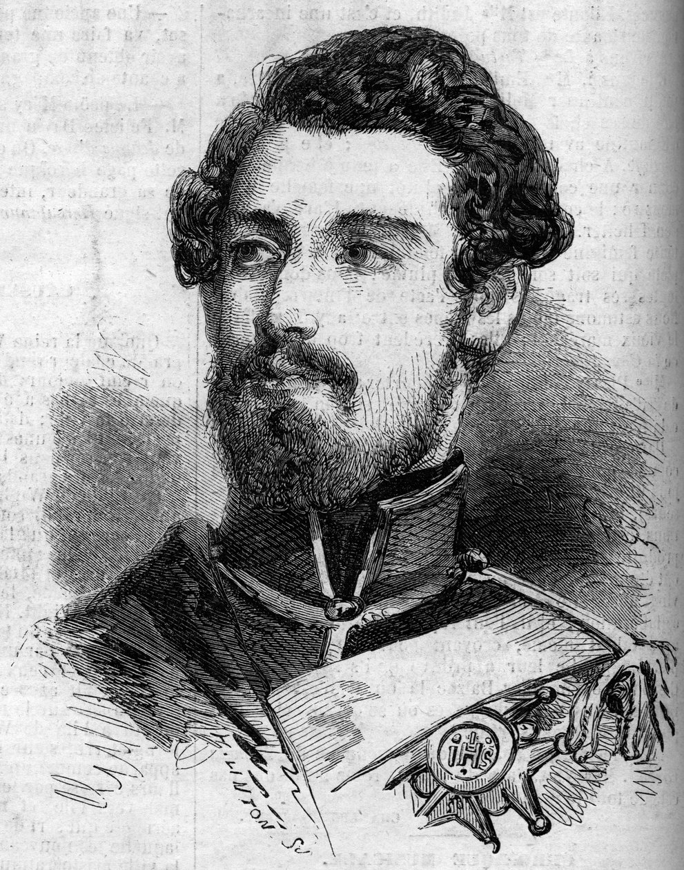 Portræt af Karl (Carl) XV (1826-1872), konge af Sverige og Norge. Indgravering i "" le Monde Illustrous"" nr. 119 af 23. juli 1859. af French School