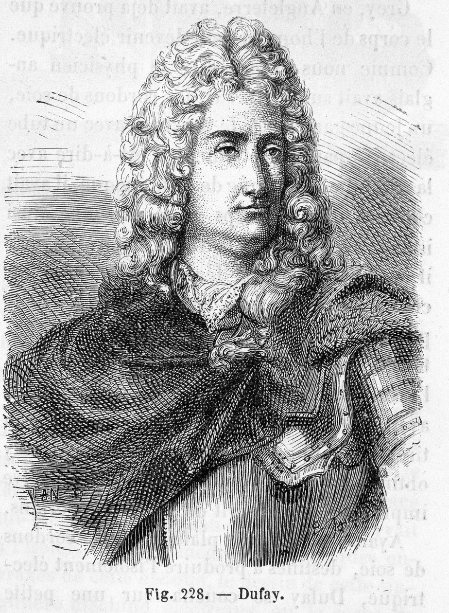 Portræt af Charles François Du Fay (Dufay?) (1698 - 1739), fransk kemiker og fysiker - i "Histoire de France" af Henri Martin af French School