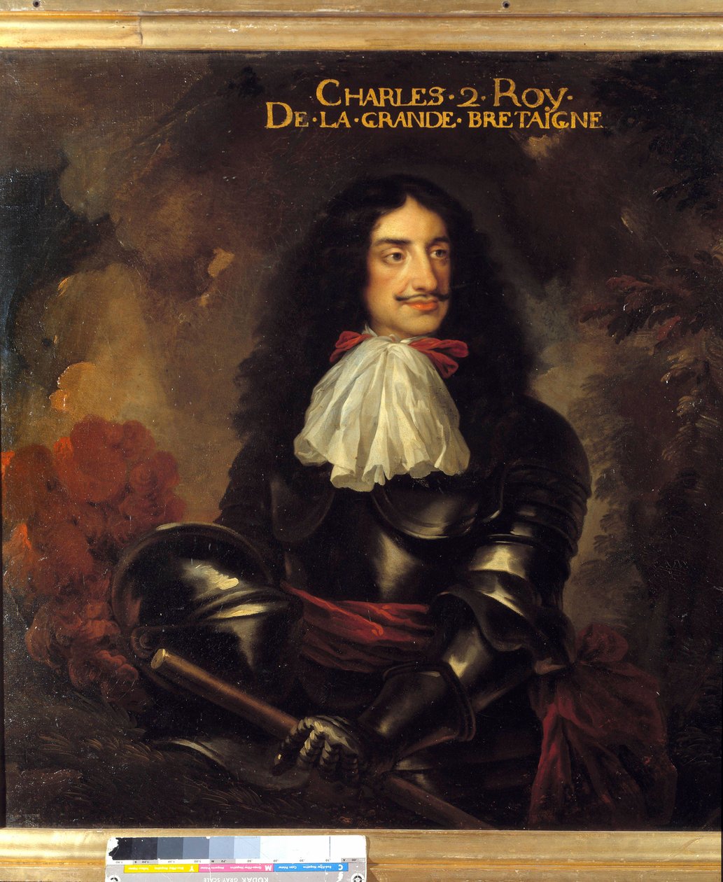 Portræt af Charles II (1630-1685) Konge af England Maleri af den franske skole i det 17. århundrede. Dimension 1,11 x 1,25 m af French School