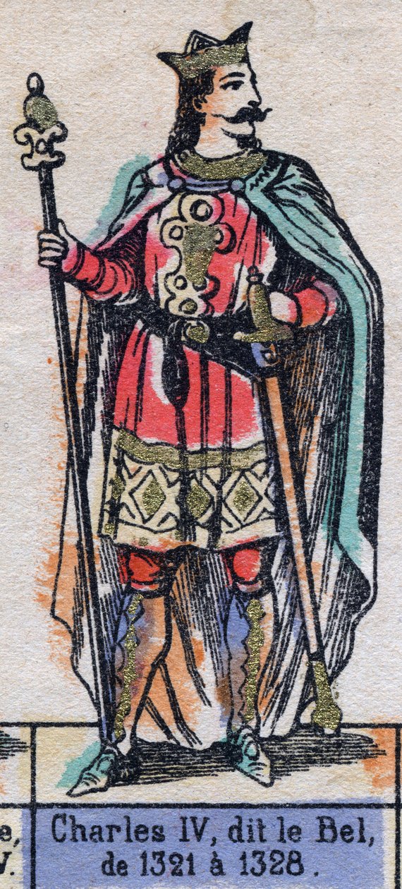 Portræt af Charles IV af Frankrig, kendt som Charles the Bel (1294-1328) (capetianernes dynasti). Illustration slutningen af det 19. århundrede. af French School