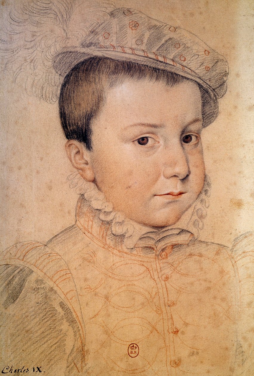 Portræt af Karl IX barn (1550-1574). Anonym tegning af den franske skole af French School