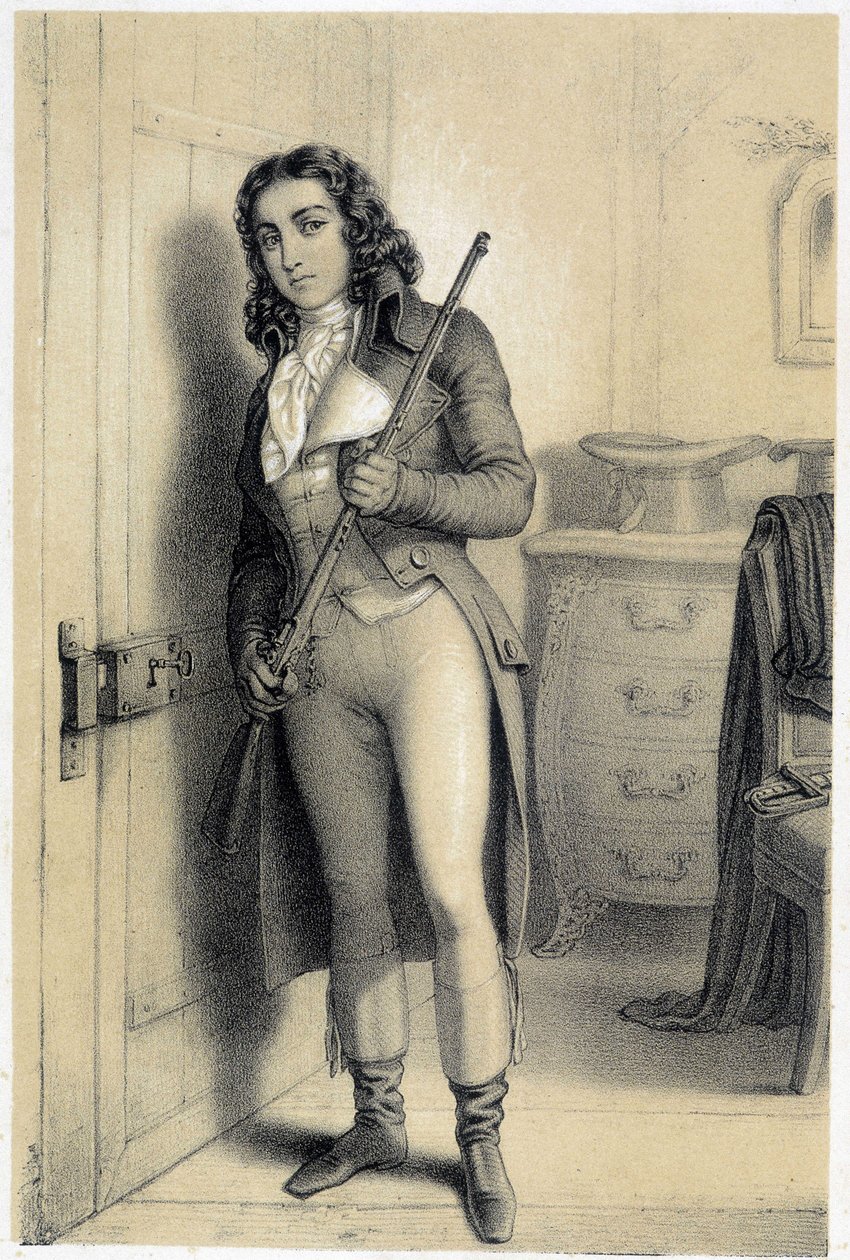 Portræt af Charles Jean Marie Barbaroux (1767-1794), fransk politiker. - i "Historical Gallery of the French Revolution"" af Albert Maurin af French School