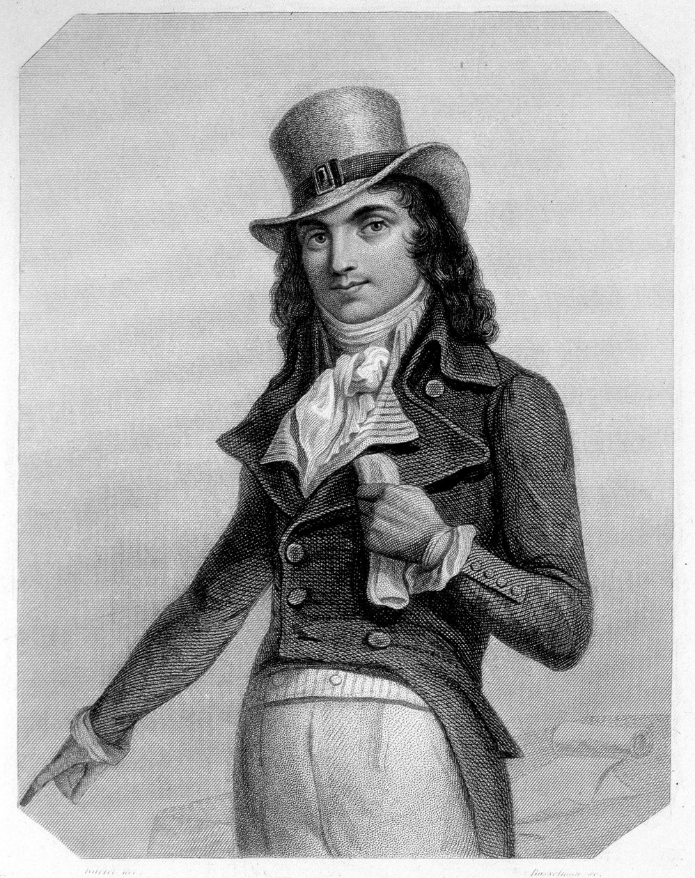 Portræt af Charles Jean Marie Barbaroux (1767-1794), fransk politiker. I "The history of the Girondins"" af Lamartine af French School
