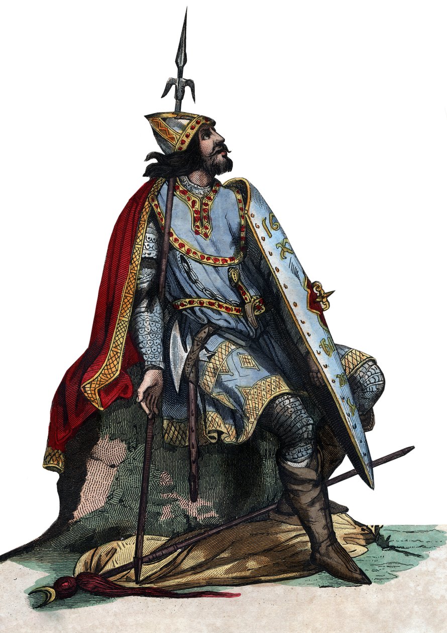 Portræt af Charles Martel (688-741), frankisk militær og politisk leder. af French School
