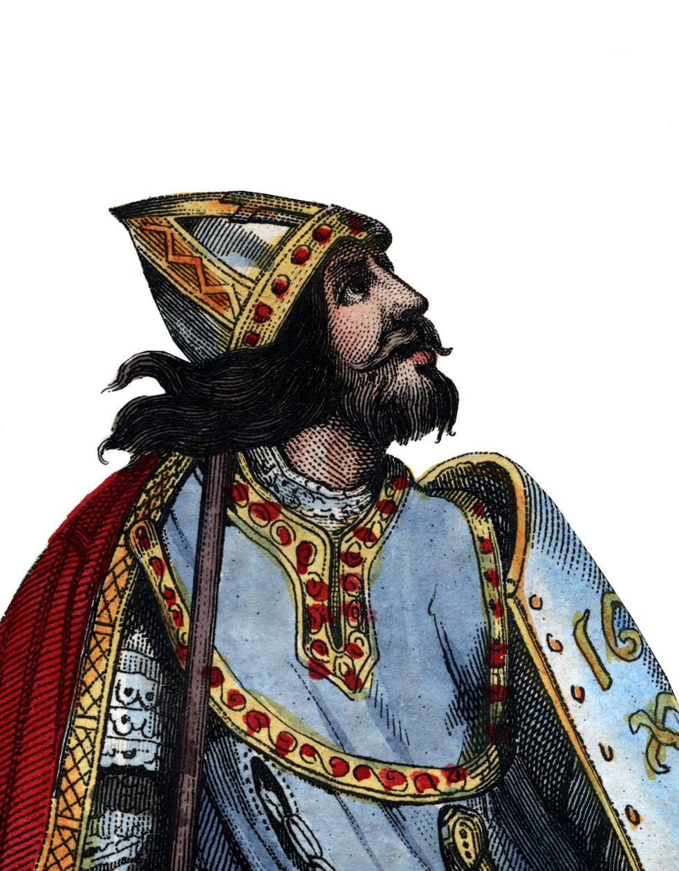Portræt af Charles Martel (688-741), frankisk militær og politisk leder. af French School
