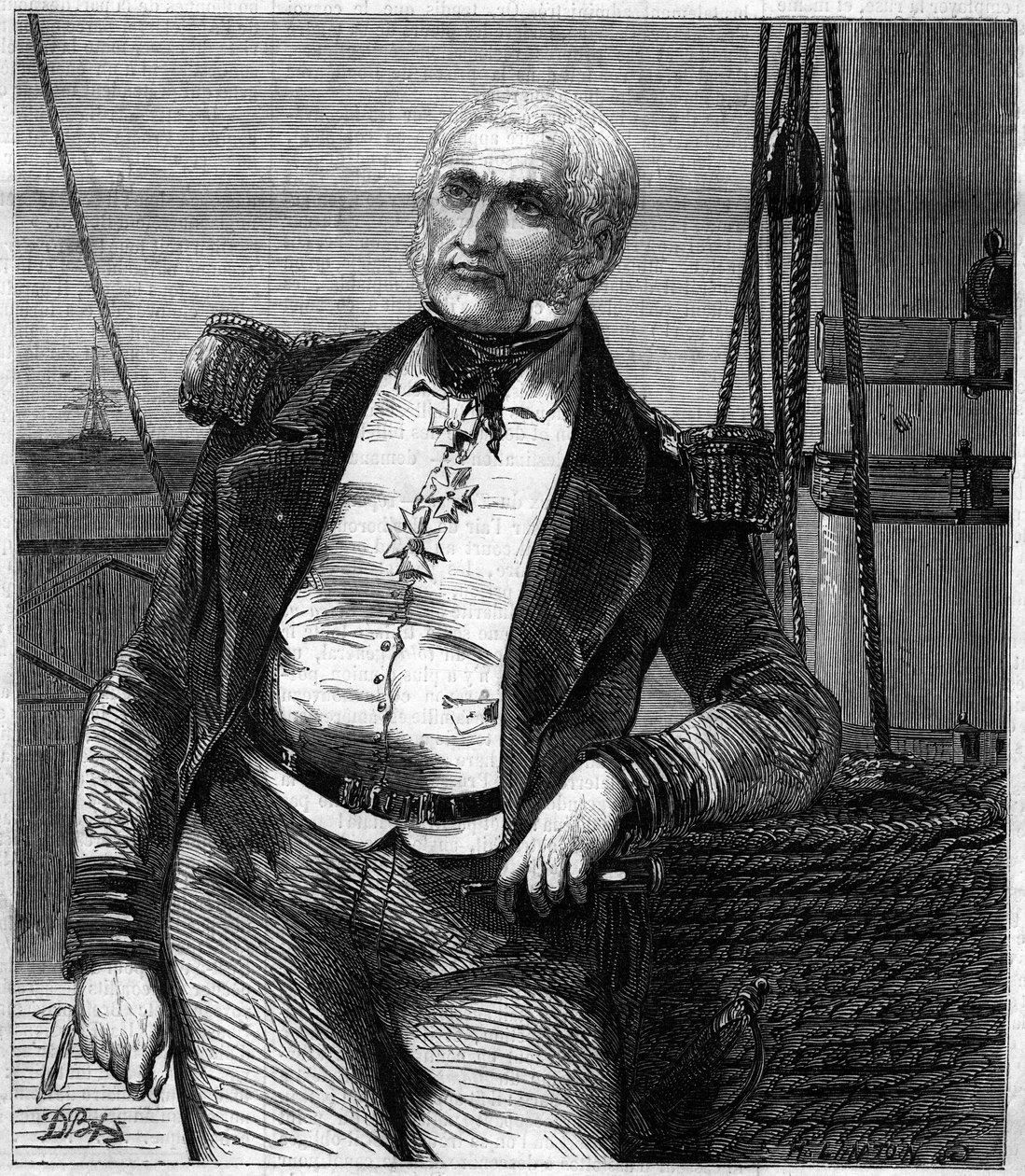 Portræt af Charles Napier (1786-1860), skotsk admiral og politiker. Indgravering i "" Le Monde Illustré"" nr. 188 af 17. november 1860. af French School