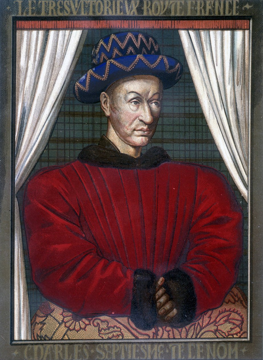 Portræt af Charles VII (1403 - 1461), konge af Frankrig. af French School