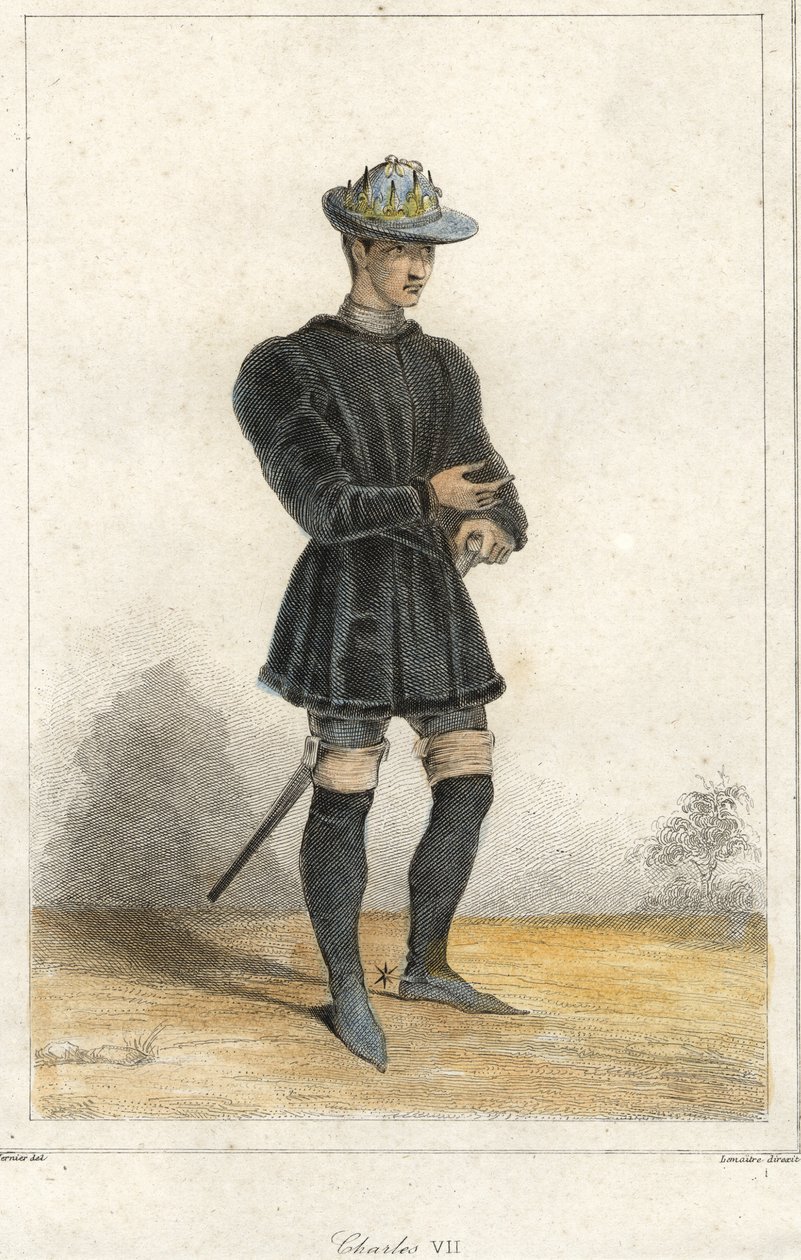 Portræt af Charles VII (1403 - 1461), konge af Frankrig. af French School