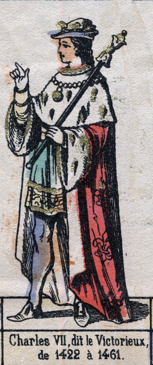 Portræt af Karl VII af Frankrig, kendt som Karl den Sejrrige eller Karl den Gode tjente (1403-1461) (Kapetisk dynasti). Illustration slutningen af det 19. århundrede. af French School
