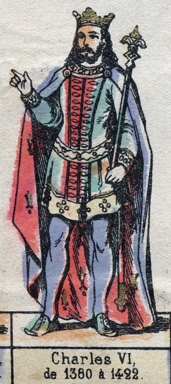 Portræt af Charles VI af Frankrig, kendt som Charles den Gode Aime (1368-1422) (capetianernes dynasti). Illustration slutningen af det 19. århundrede. af French School