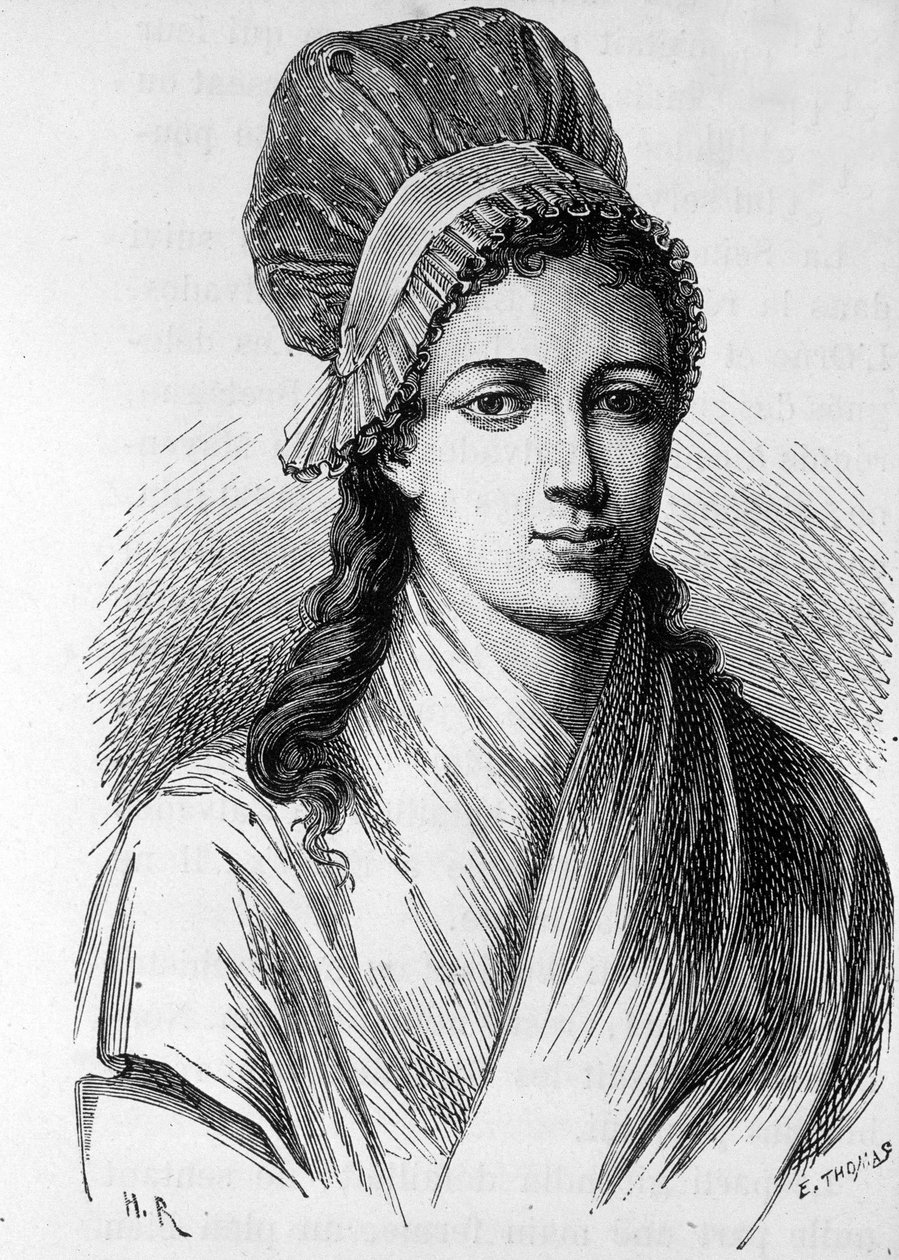 Portræt af Charlotte Corday (1768 - 1793) - i "" The History of France"" af Henri Martin af French School