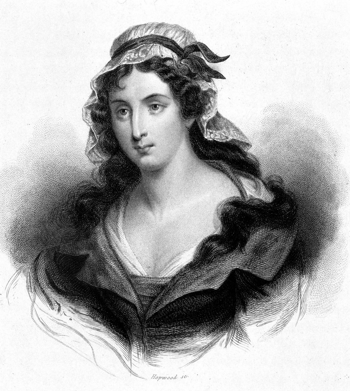 Portræt af Charlotte Corday (1768 - 1793) - i "" Revolution francaise"" af Thiers. 19. århundrede af French School
