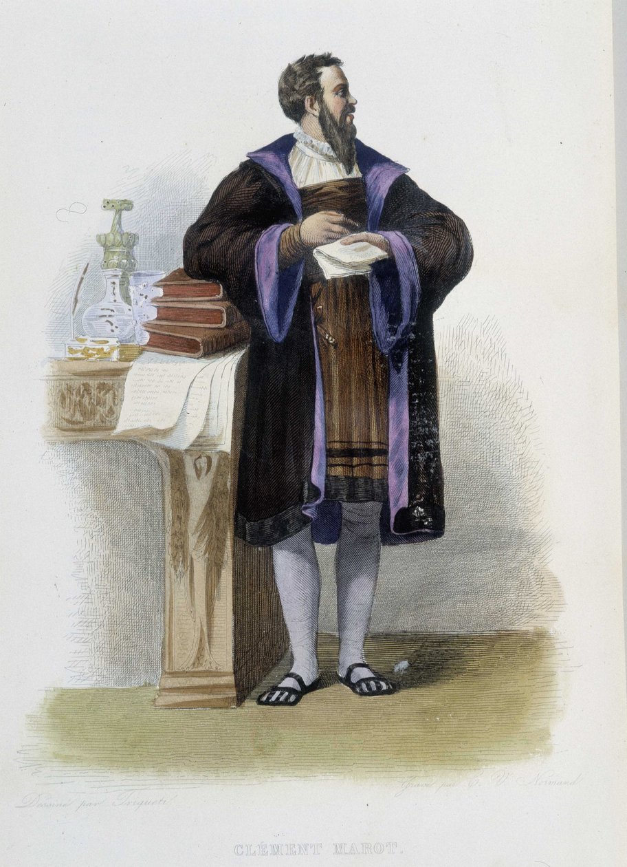 Portræt af Clement des Marets dit Marot, fransk digter (1496-1544) - i "" Le Plutarque francais "", red. Mennechet af French School