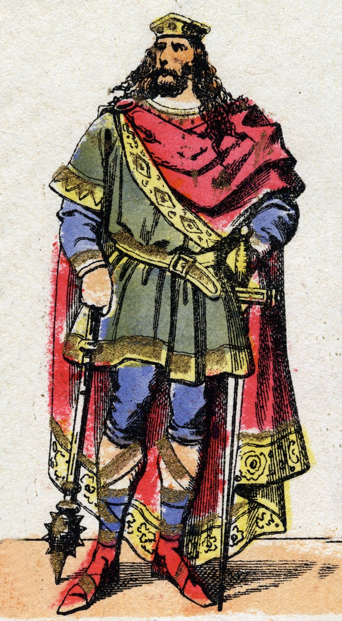 Portræt af Clovis I (v. 466 - 511), frankernes konge. af French School