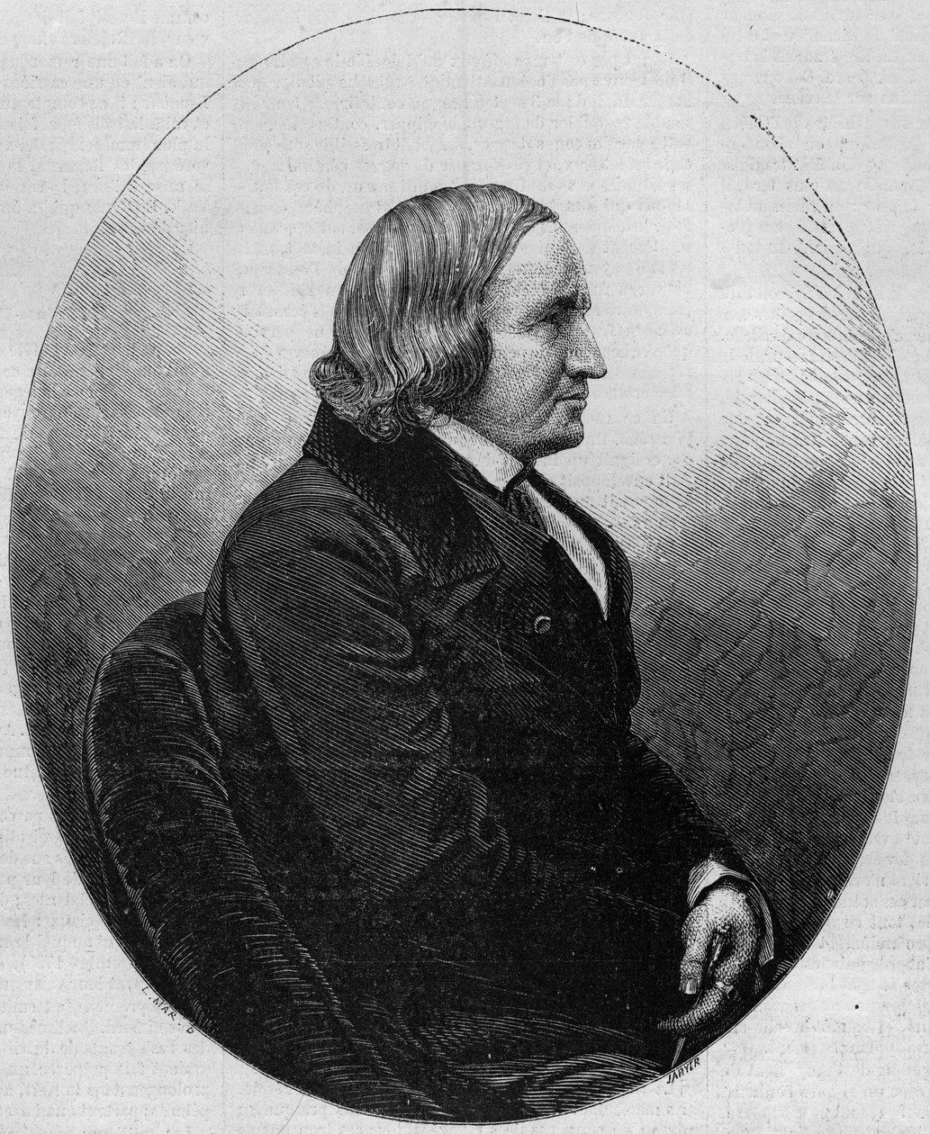Portræt af grev Alfred de Vigny (1797-1863), fransk forfatter og digter. Indgravering i "" Le Monde Illustré"" nr. 36 af 19. december 1857. af French School