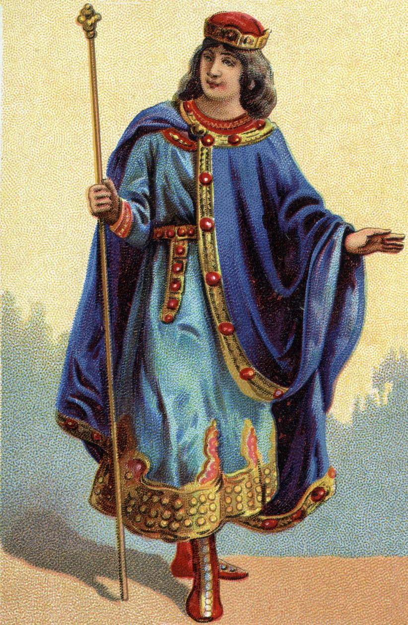 Portræt af Dagobert II, frankernes konge fra 711a 716. Kromolitografi omkring 1890. af French School