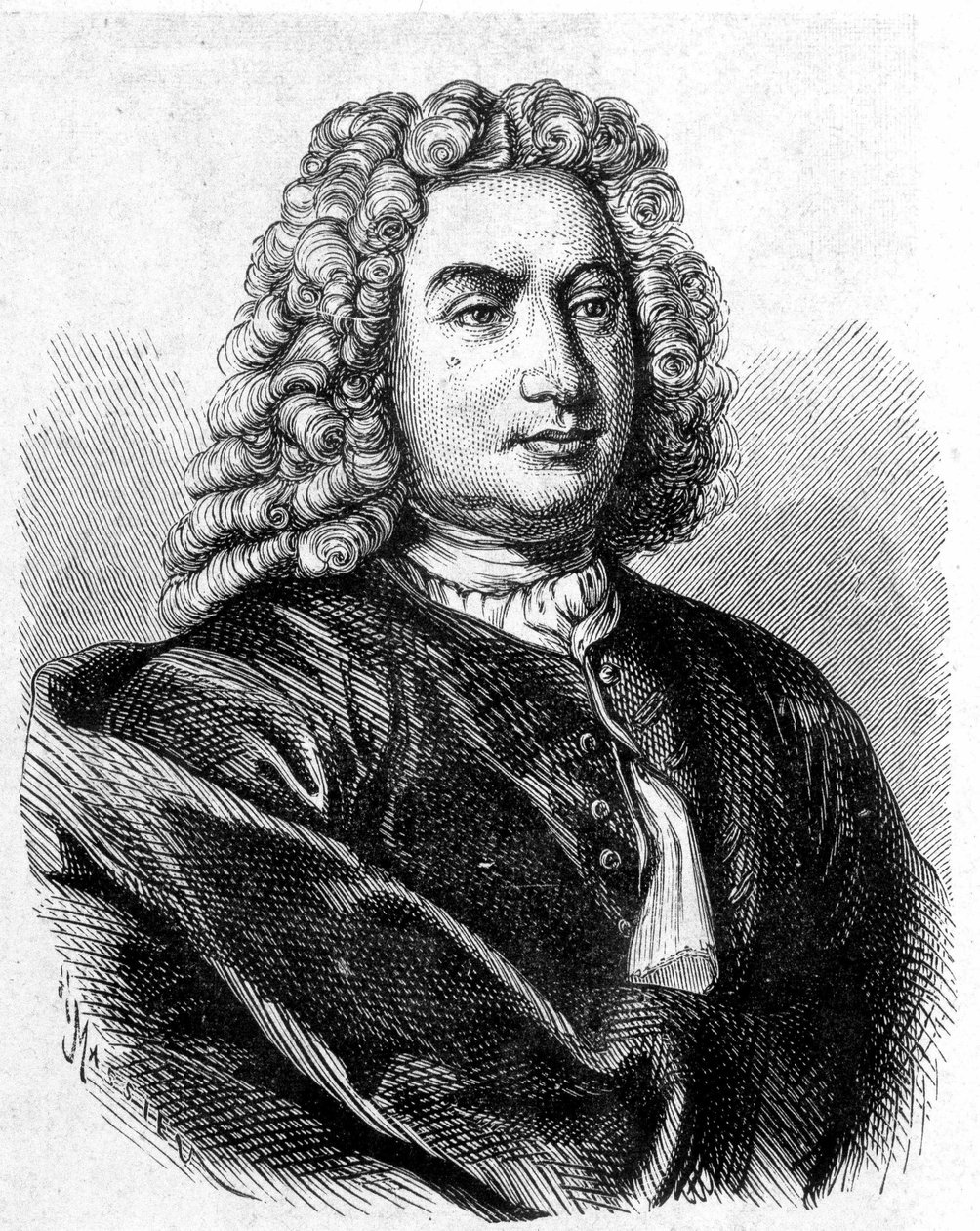 Portræt af Daniel Bernouilli (Bernoulli) (1700 - 1782), schweizisk matematiker og fysiker - i "Album de la Science; berømte videnskabsmænd; Grandes opdagelser””” 1896. af French School