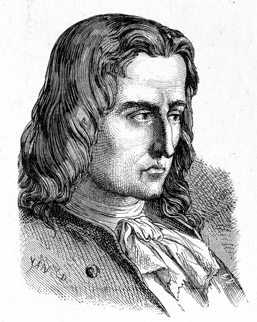 Portræt af Denis Papin (1647 - 1714) - i "" Album of Science; berømte lærde; Grandes opdagelser””” 1896. af French School