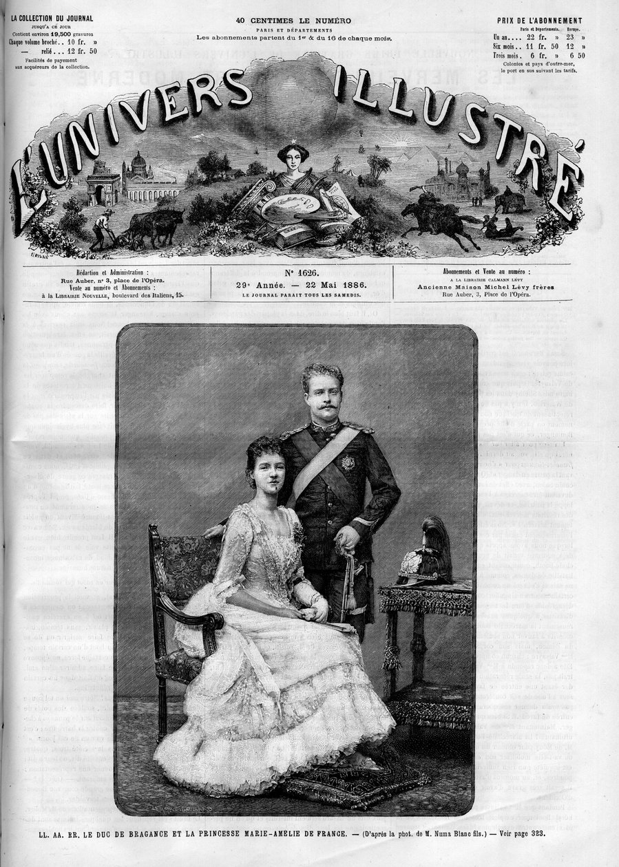 Portræt af hertug Charles Ferdinand af Bragance (1863-1908) og prinsesse af Frankrig Marie Amelie d