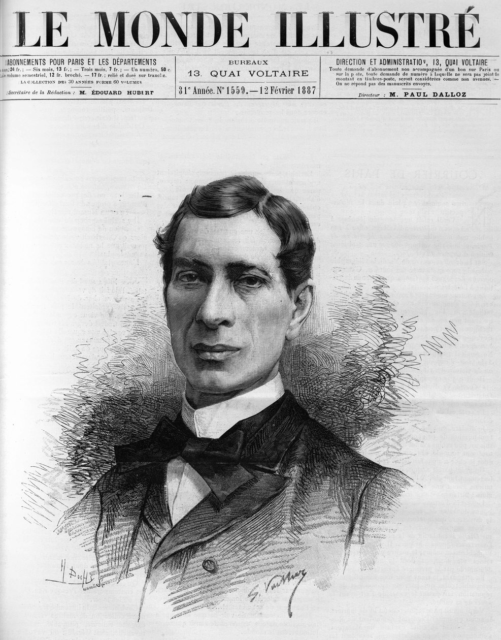 Portræt af "Edouard Herve (1835-1899) medlem af det franske akademi, valgt i 1886. Han var en ivrig forsvarer af den billige presse, der var tilgængelig for alle, i "The Illustrous World" af French School