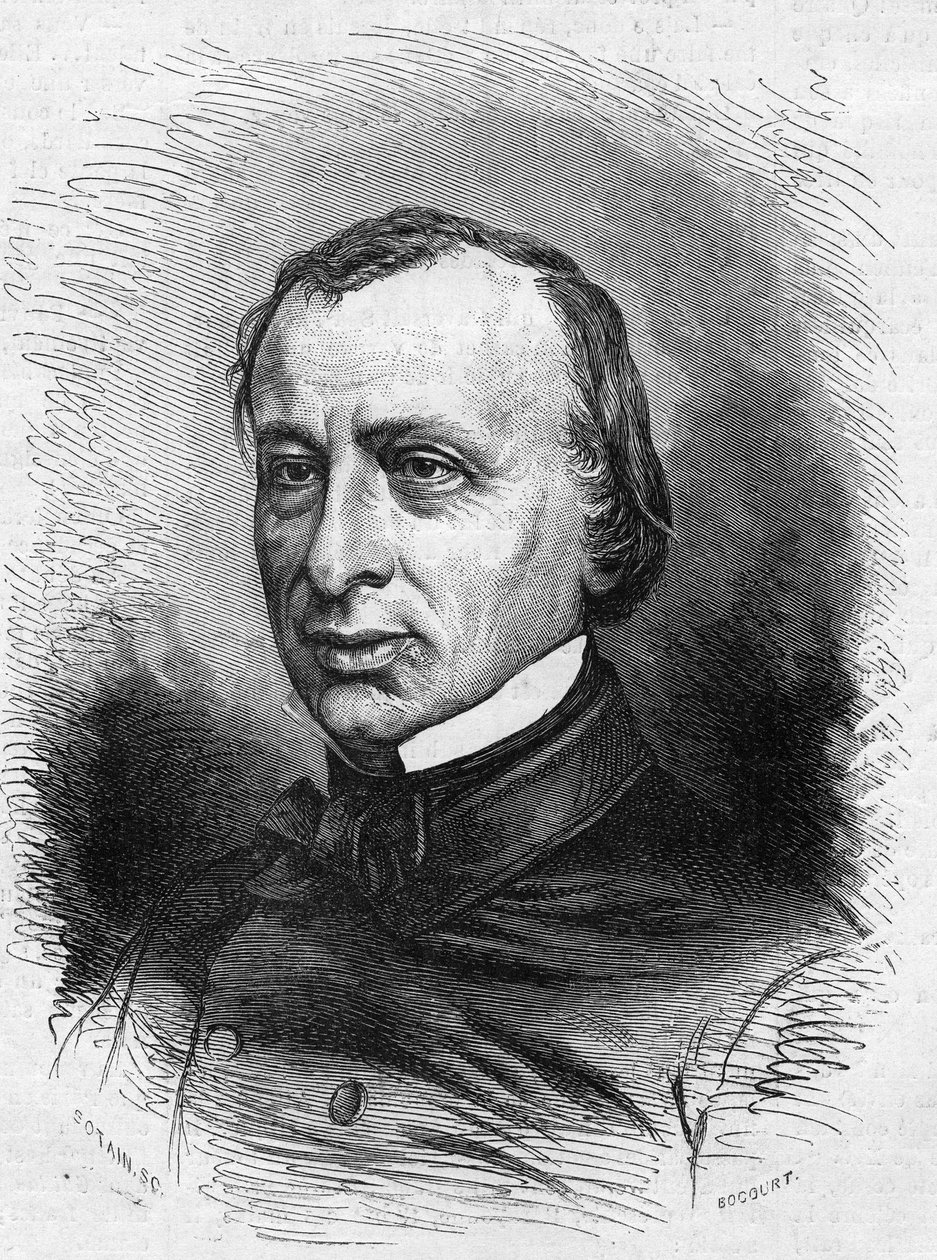 Portræt af Edouard Lefevre de Laboulaye (1811-1883), fransk advokat og politiker. Indgravering i "" Le Monde Illustré"" nr. 689 af 25. juni af French School
