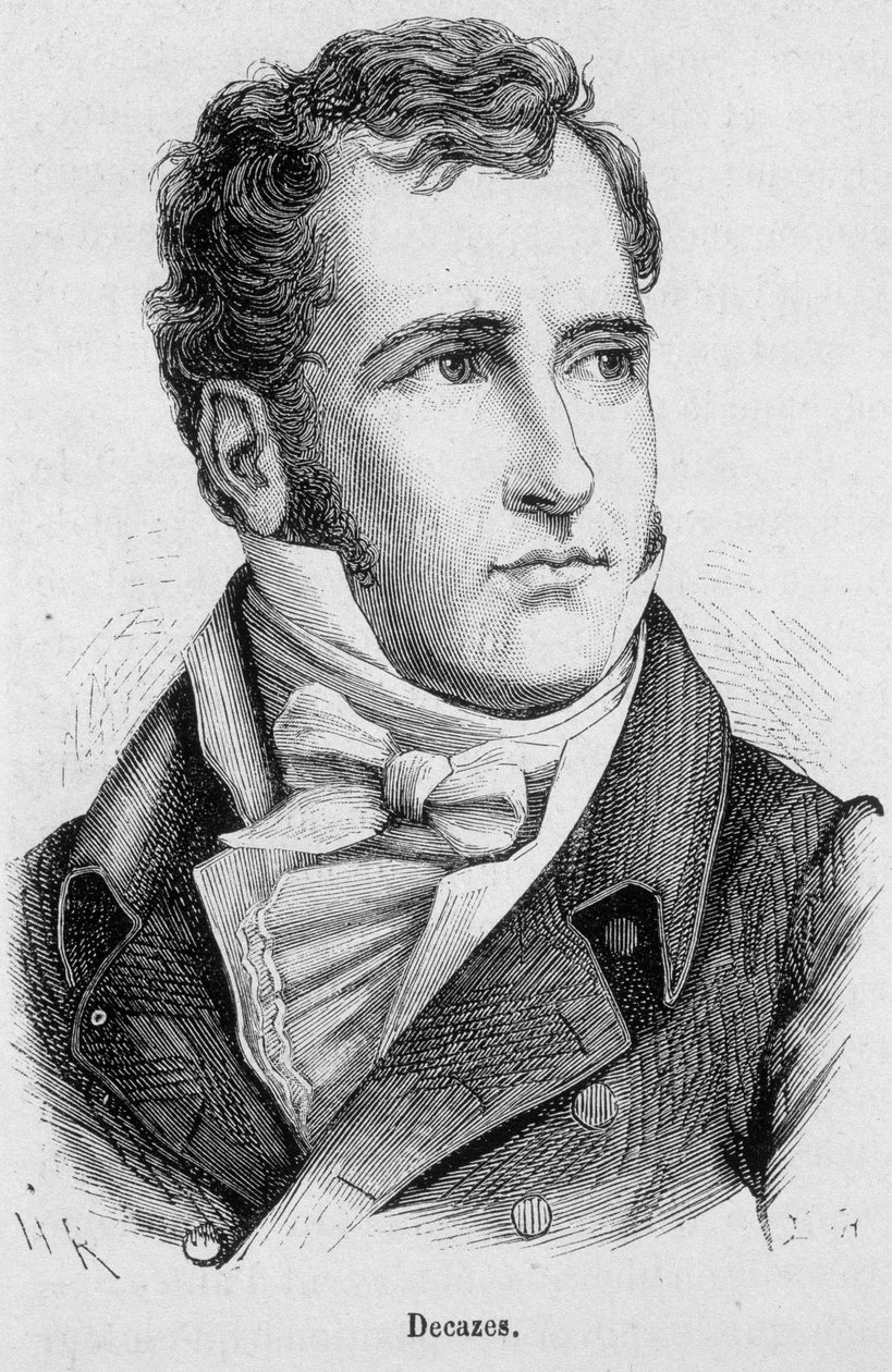 Portræt af Elie Duc de Decazes og Gl¿cksberg (1780 - 1860), fransk politiker - i "The History of France" af Henri Martin af French School