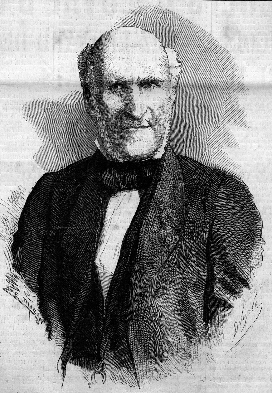 Portræt af Elie Duke of Decazes og Glucksberg (1780 - 1860), fransk advokat og politiker. Indgravering i "" Le Monde Illustré"" nr. 186 af 3. november 1860. af French School