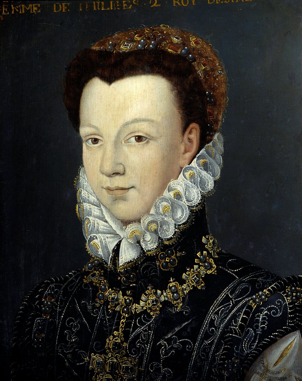 Portræt af Elisabeth de Valois (eller Elisabeth af Frankrig af French School