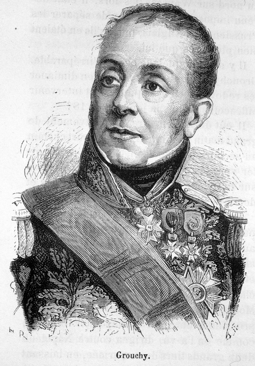 Portræt af Emmanuel, Marquis de Grouchy, marskal af Frankrig (1766 - 1847) - i "" The History of France"" af Henri Martin af French School