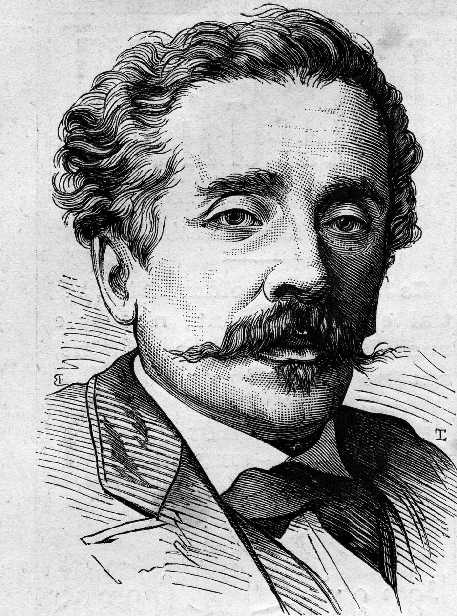 Portræt af Ernest Lacan (1829-1879), fransk journalist og forfatter. Indgravering i "" Le Monde Illustré"" nr. 1141 af 8. februar af French School
