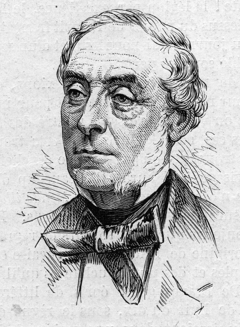 Portræt af Ernest Legouve (1807-1903), fransk digter, romanforfatter, dramatiker, essayist og akademiker. Indgravering i "" Le Monde Illustré"" nr. 883 af 14. marts 1874. af French School