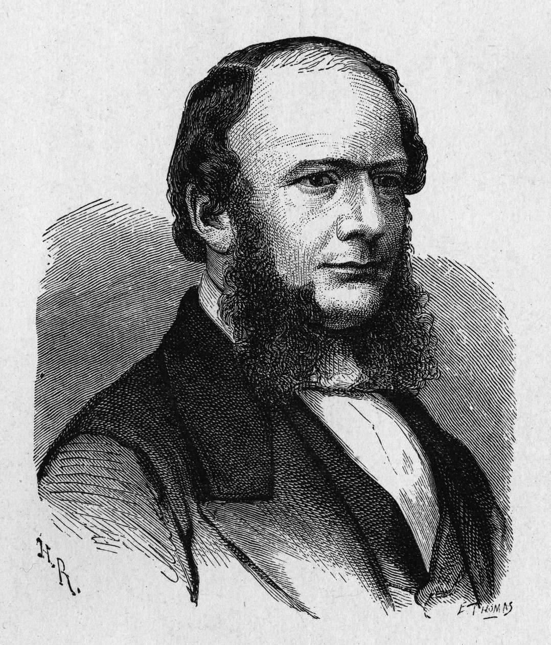 Portræt af Ernest Werner von Siemens (1816 - 1892), tysk ingeniør og industrimand, grundlægger af virksomheden, der skabte den første store europæiske telegraflinje... - i "" Album of Science; berømte videnskabsmænd; Store opdagelser””” 1896. af French School