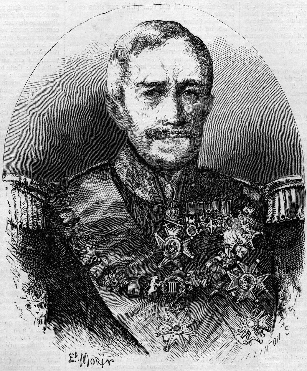 Portræt af Spirit Victor Elisabeth Boniface de Castellane (1788-1862), fransk marskal. Indgravering i "" Le Monde Illustré"" nr. 56 af 1. maj 1858. af French School