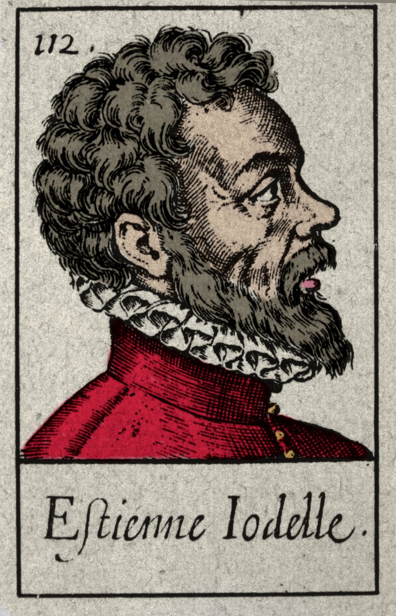 Portræt af Etienne Jodelle (1532-1573), fransk digter medlem af Pleiade-bevægelsen. Indgravering af det 19. århundrede. af French School