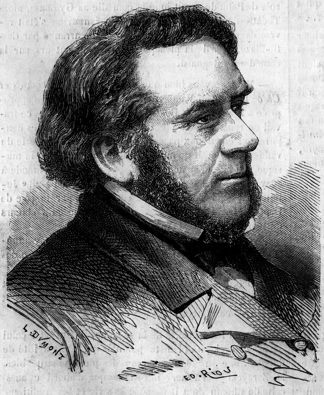Portræt af Eugene Bethmont (1804-1860), fransk advokat og politiker, tidligere justitsminister. Indgravering i "" Le Monde Illustré"" nr. 156 af 7. april 1860. af French School