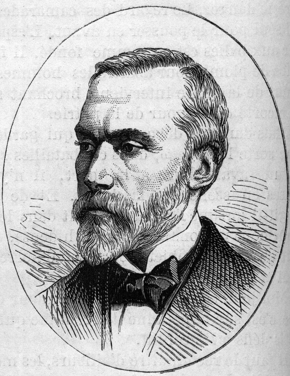 Portræt af Eugene Guillaume (1822-1905), fransk billedhugger. Indgravering i "" Le Monde Illustré"" nr. 890 af 2. maj 1874. af French School