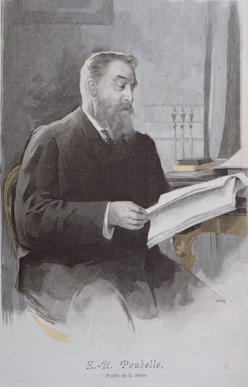 Portræt af Eugene Poubelle (1831-1907), fra La Revue Illustree. 15. juni 1893 (farvegravering) af French School