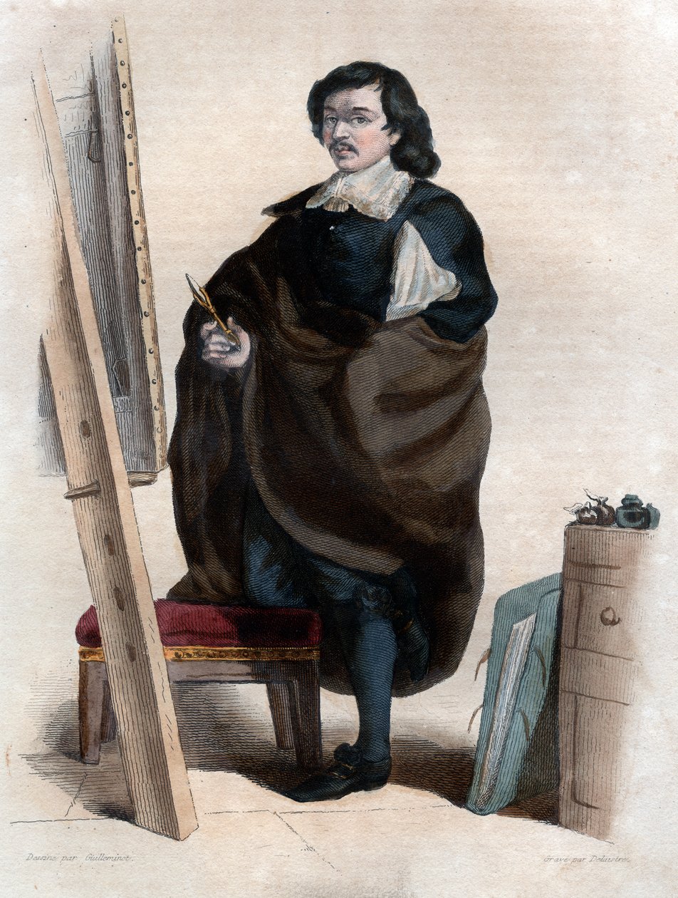 Portræt af Eustache Le Sueur eller Lesueur (1617-1655), fransk maler. af French School