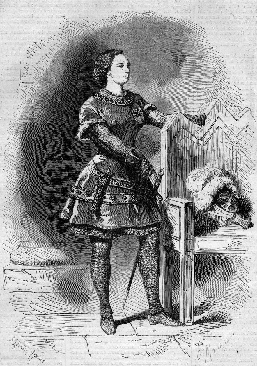 Portræt af Felicita Vestvali (1824-1880), polsk sangerinde, i rollen som Romeo i første akt af "Romeo og Julie" i Paris Opera af French School