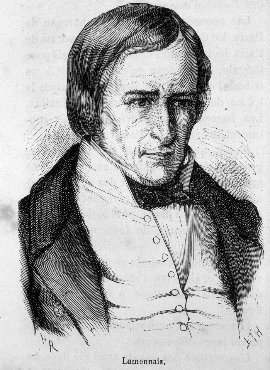 Portræt af Félicité Robert de La Mennais eller Lamennais. Fransk præst og forfatter (i Saint-Malo af French School