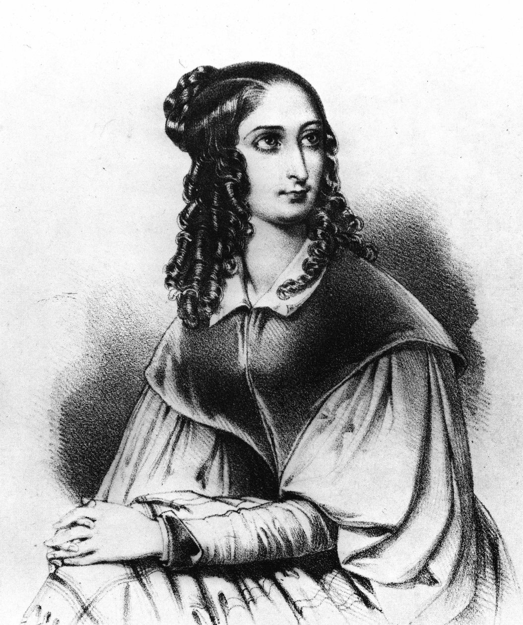Portræt af Flora Tristan i 1839, Gauguins bedstemor, død 14. nov. 1845 i Bordeaux - stik af French School