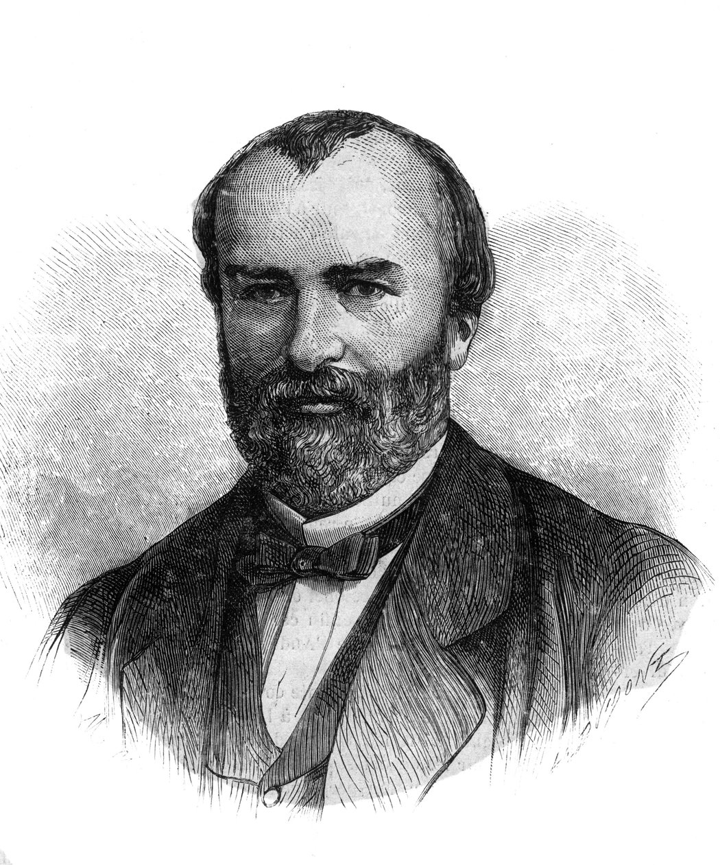 Portræt af Francois-Saturnin-Leonide Babaud-Laribiere (Francois Saturnin Leonide Babaud Laribiere) (1819-1873) fransk politiker og frimacon - Indgravering af 1870 af French School