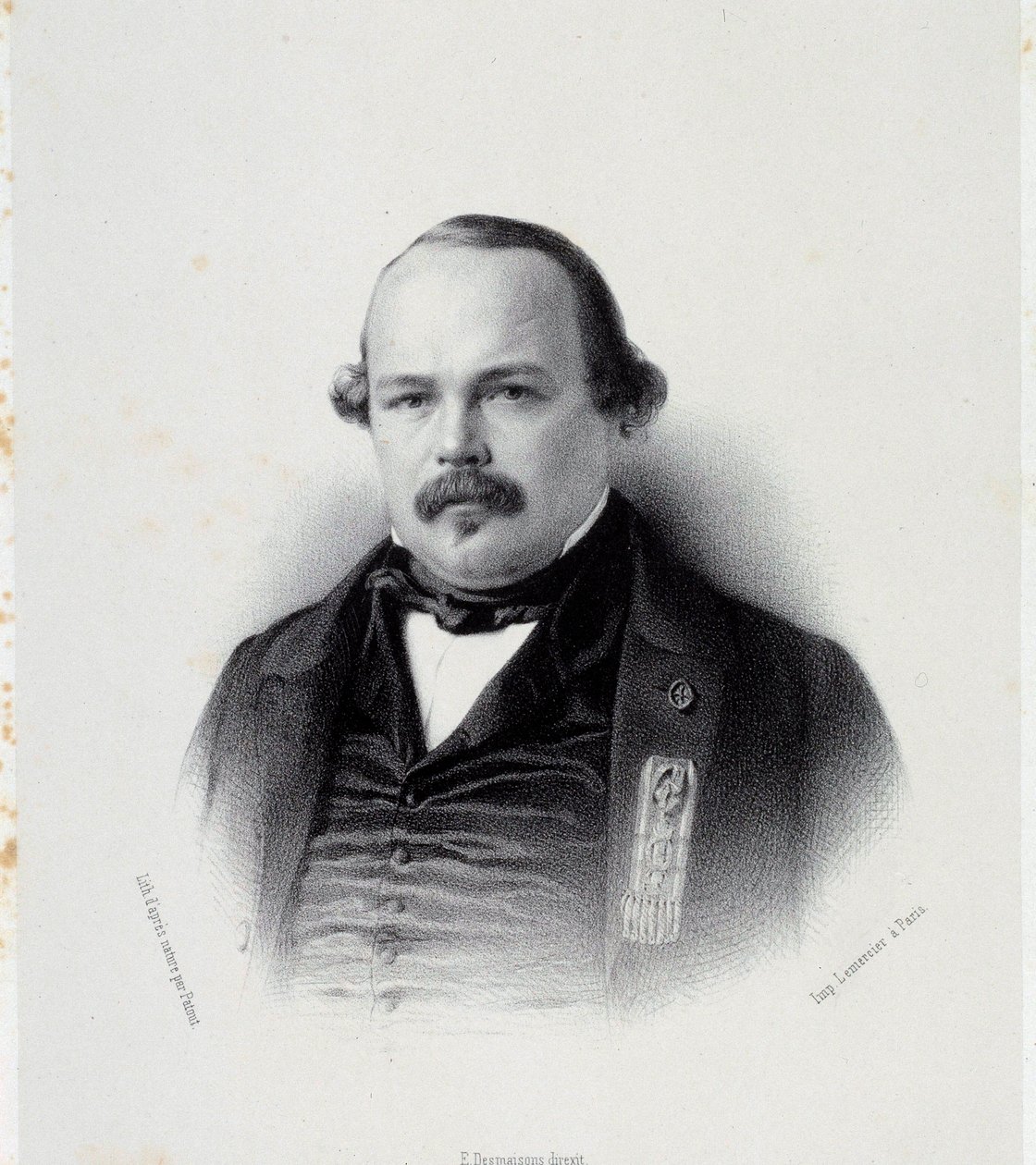 Portræt af Francois Auguste Perrinon (1812-1861), Martinique stedfortræder Gravering af det 19. århundredes Chartres, Musee des Beaux Arts af French School