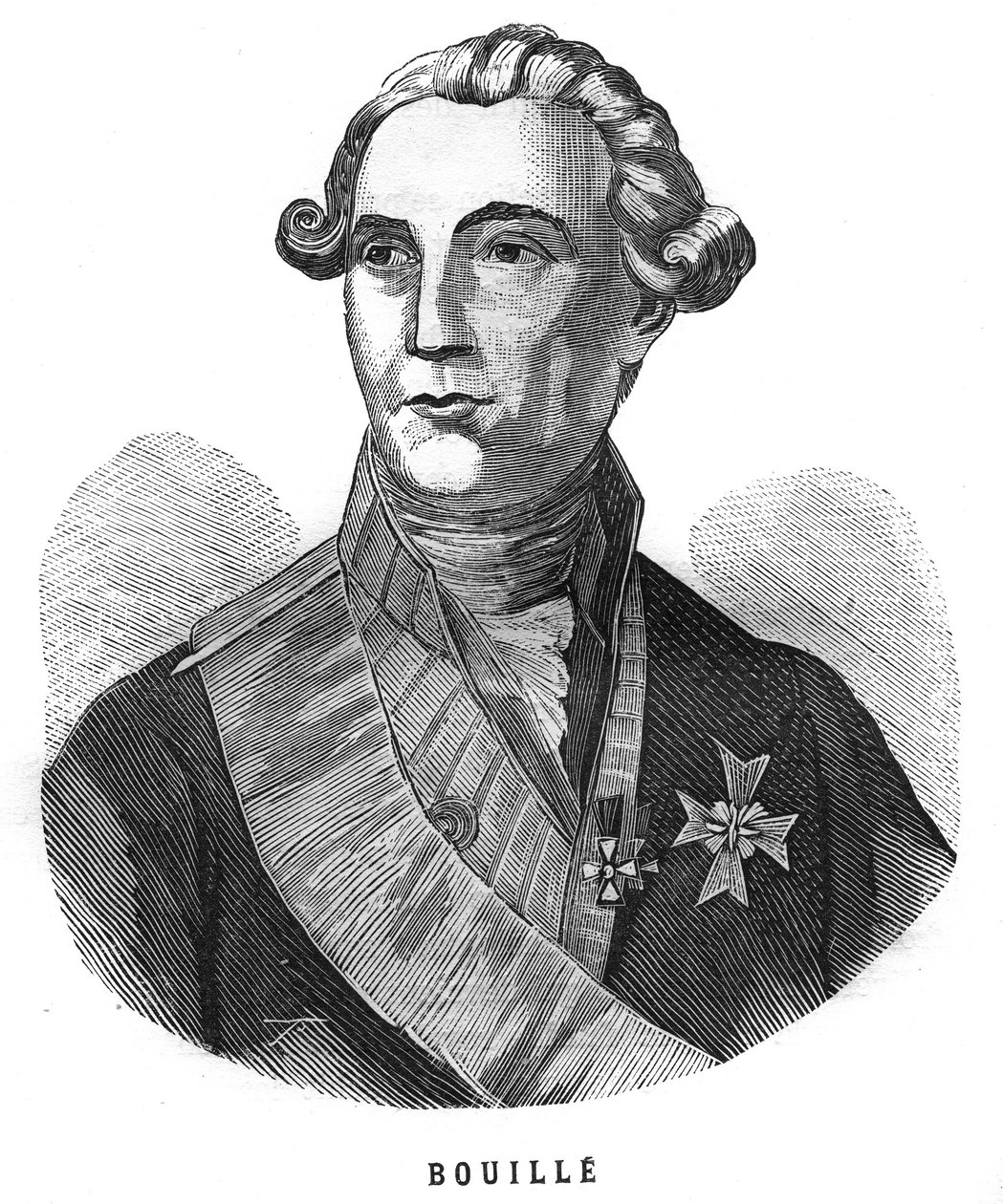 Portræt af Francois Claude Amour, Marquis de Bouille (1739-1800), fransk general. Indgravering i “Les Illustrations De L