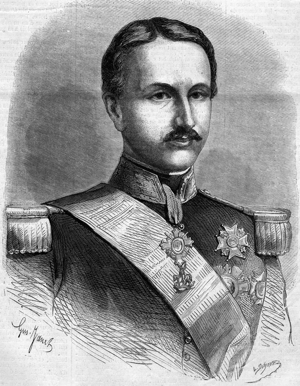 Portræt af Francois II (1836-1894), konge af Napoli. Indgravering i "" Le Monde Illustré"" nr. 172 af 28. juli 1860. af French School
